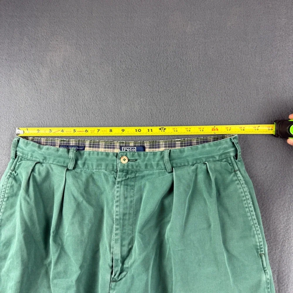 Vintage USA Polo Ralph Lauren Shorts Men's 35 Green Double Pleated Classic Golf